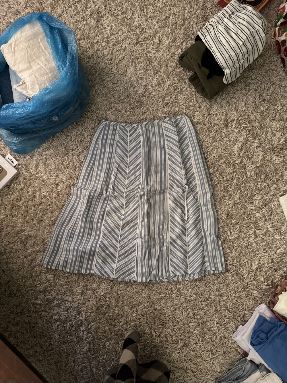Striped Blue and White A-Line Women's Skirt